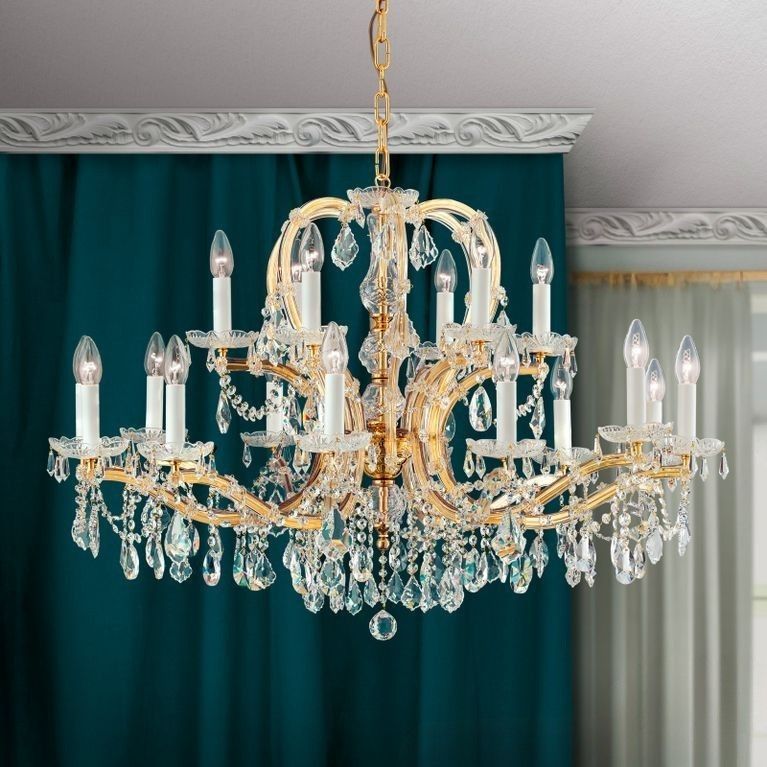 Chandelier MARIA THERESIA, 18-flamps, gold, with crown