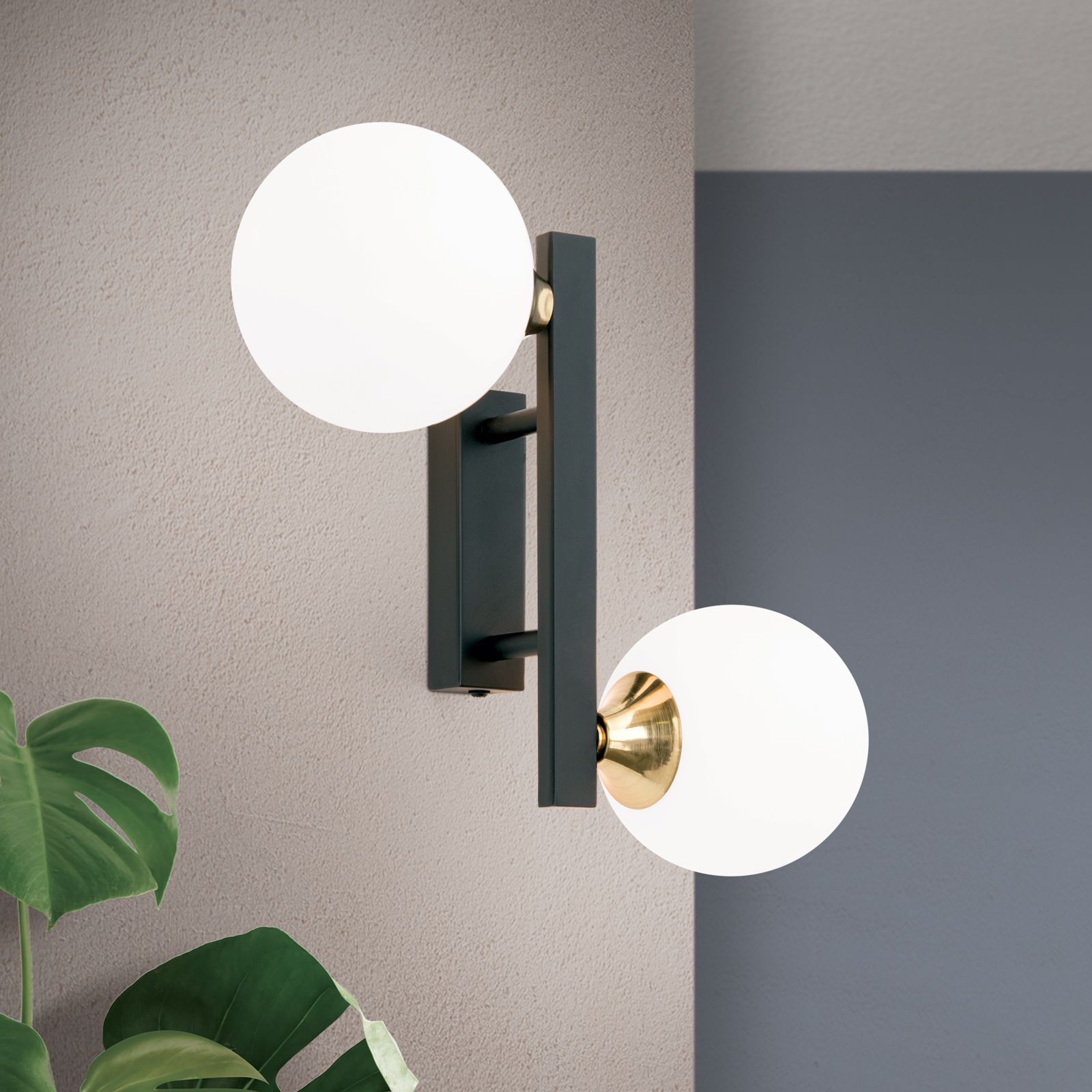Wall light SNOWWHITE, 2-lamps, black brass