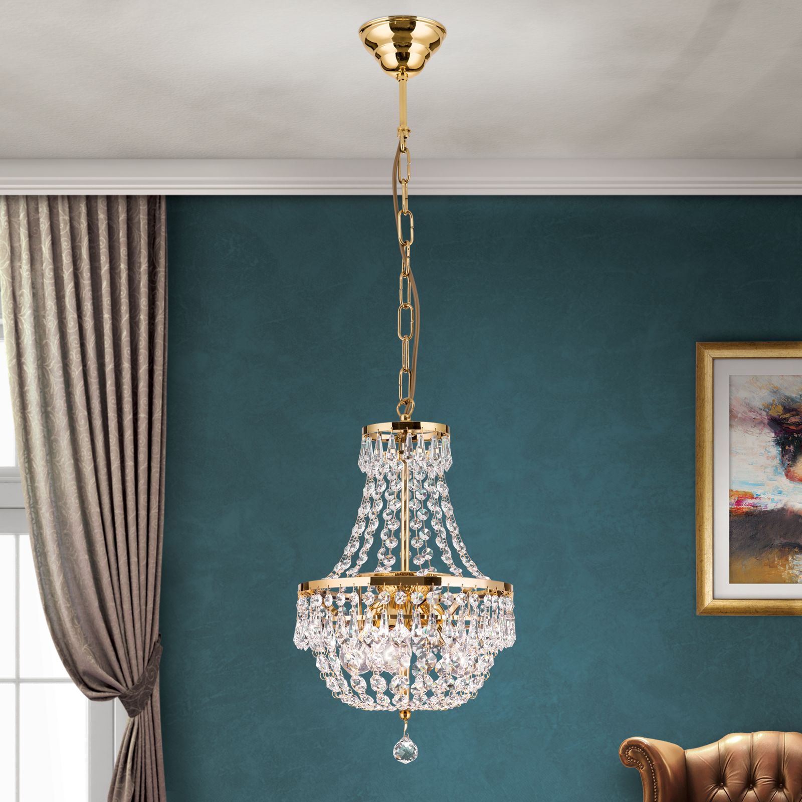 Sheraton chandelier, 25cm, 24K gold plated