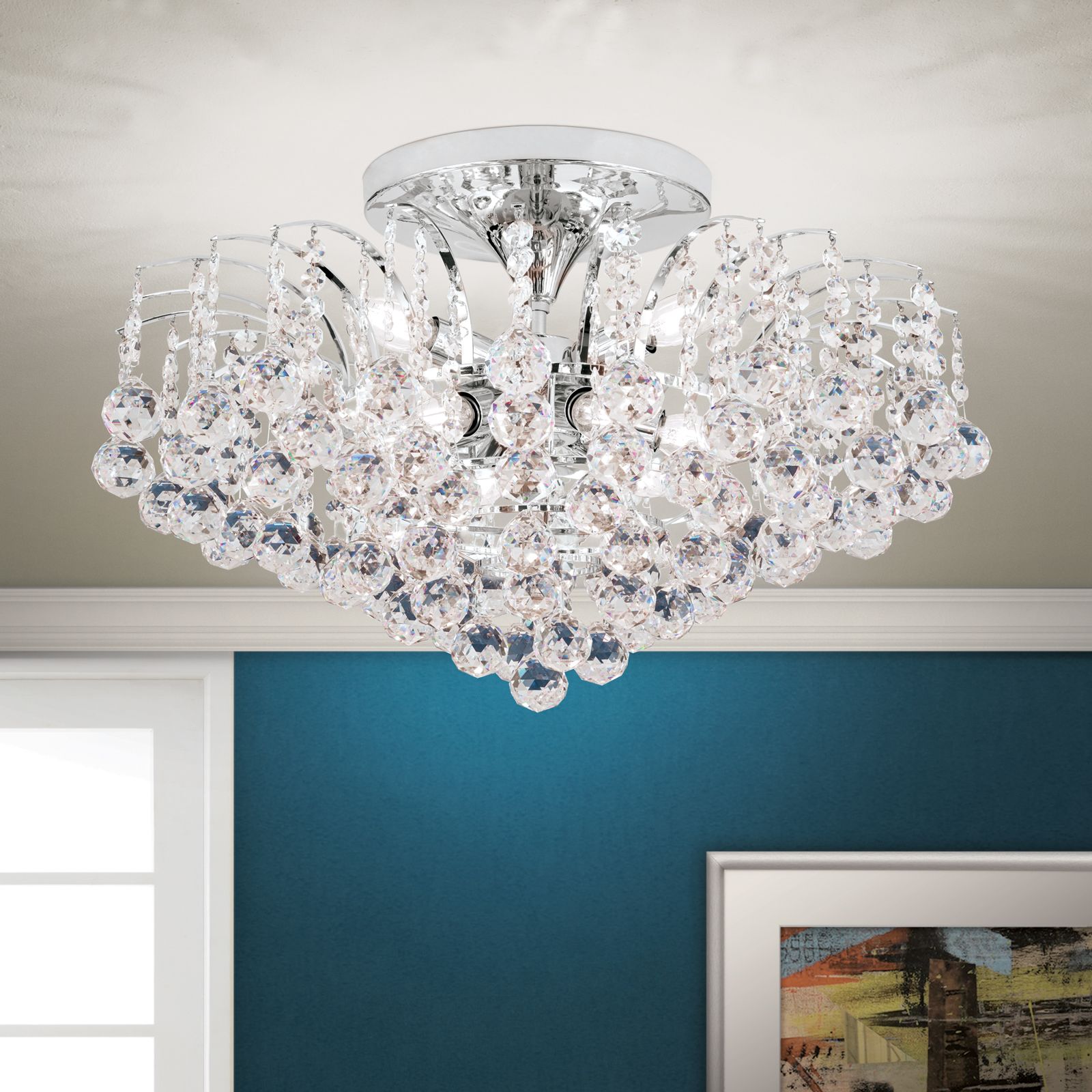 Deckenkronleuchter KRISTALL KLASSISCH, 9-flammig, Chrom