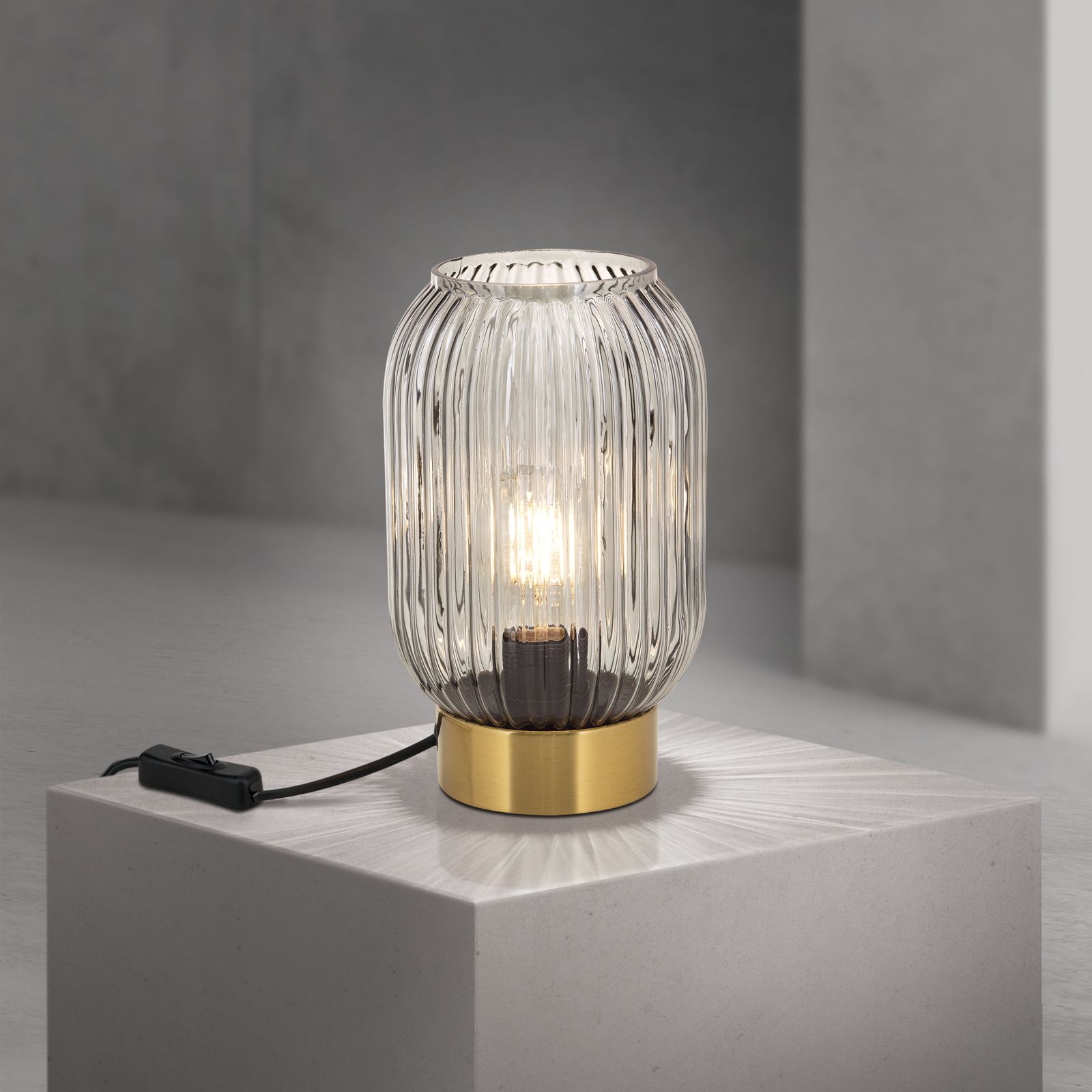 CARNEVAL table lamp, height 23,5cm, smoke coloured