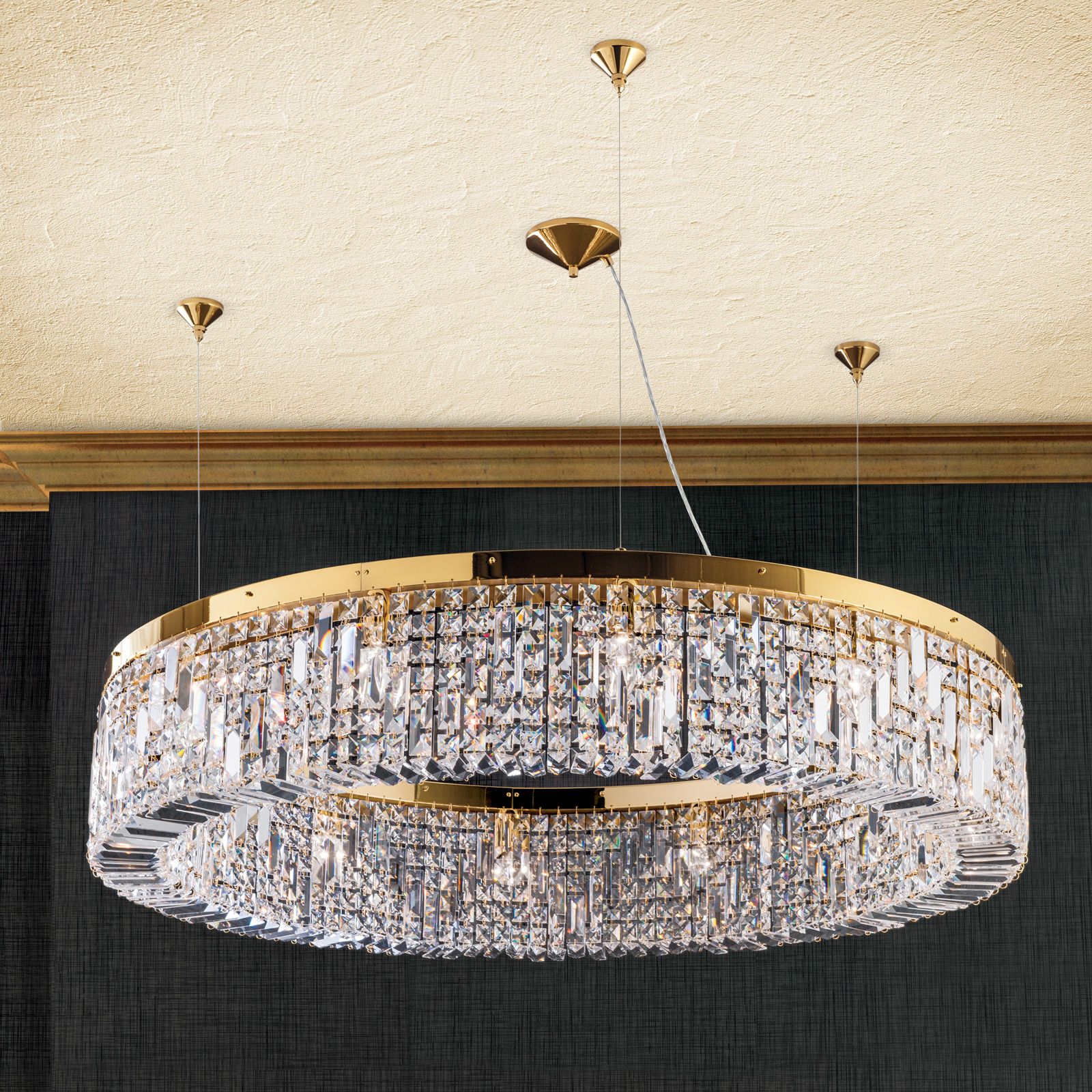 Luster RING, 12-flammig, gold