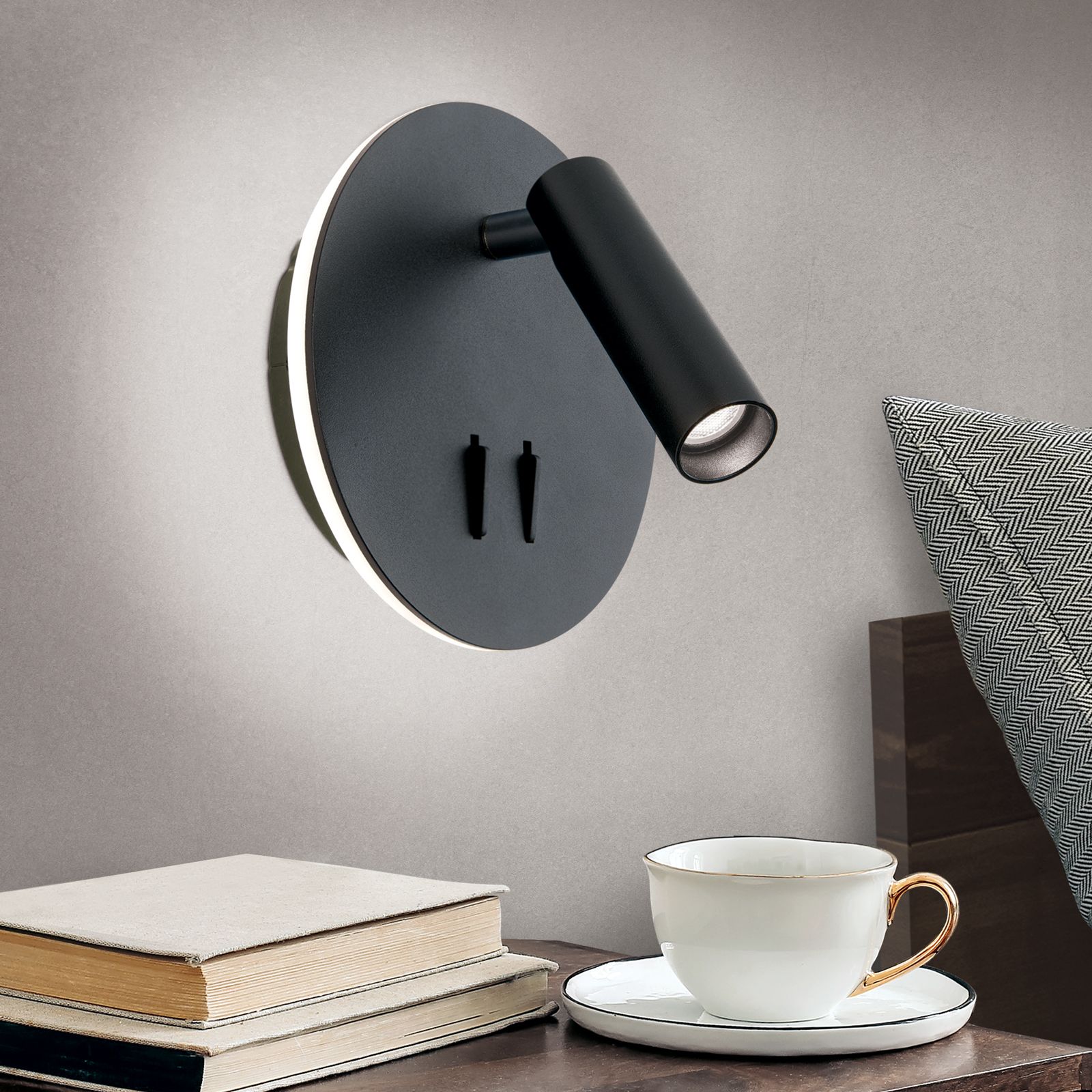 LED wall light LENNY, black