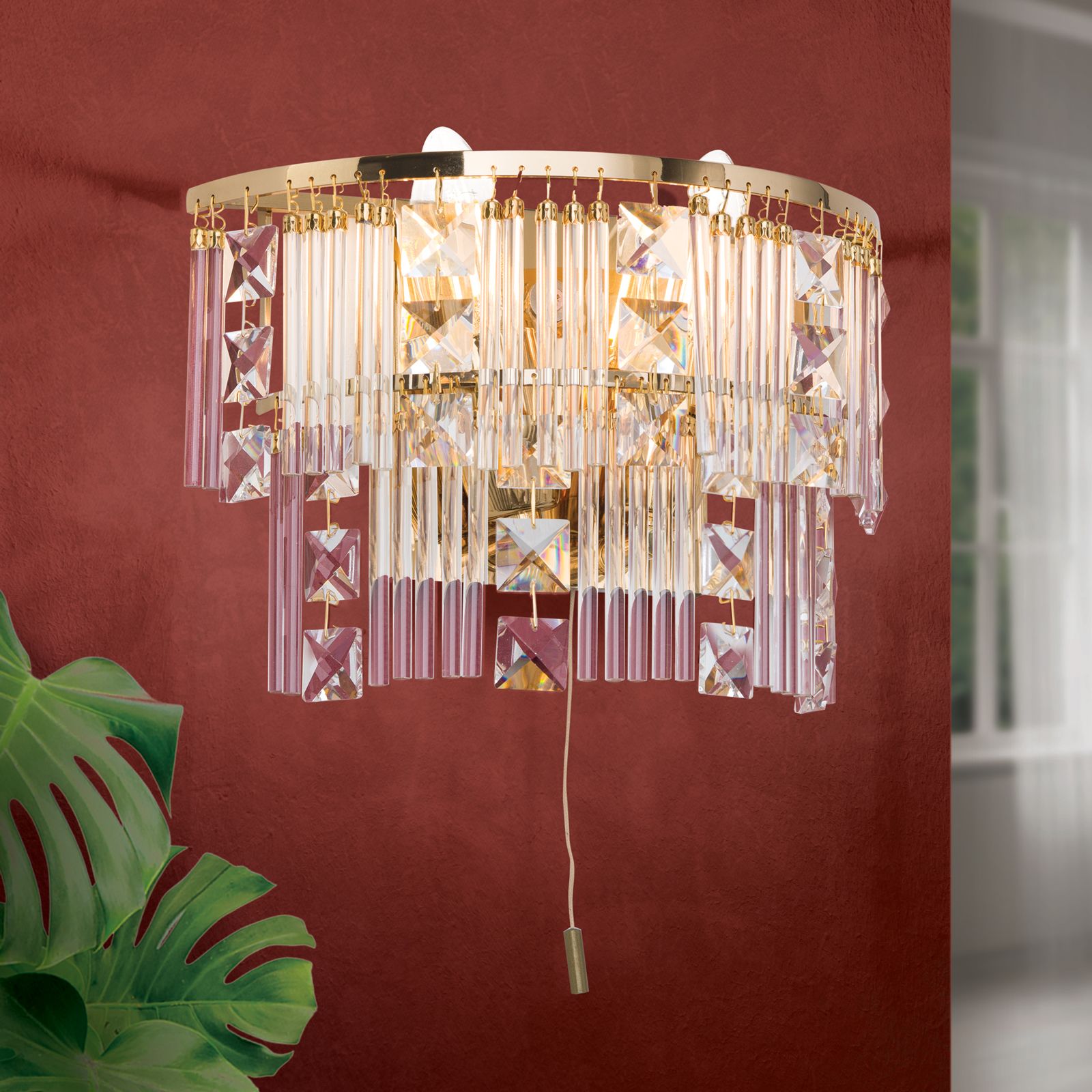 Wall light KRISTALL KLASSISCH, 2-lamps, Gold, H16cm