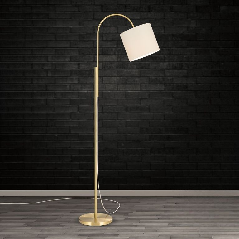 Leseleuchte SHADE, Messing-matt, mit zylindrischem, weißem Schirm