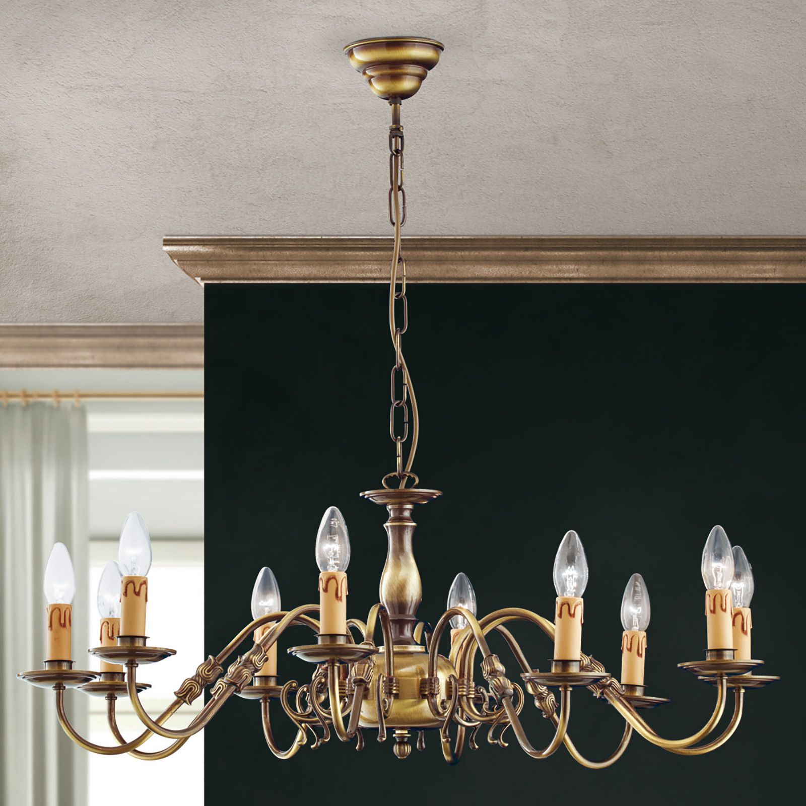 Luster FLÄMISCH, 10-flammig, Patina