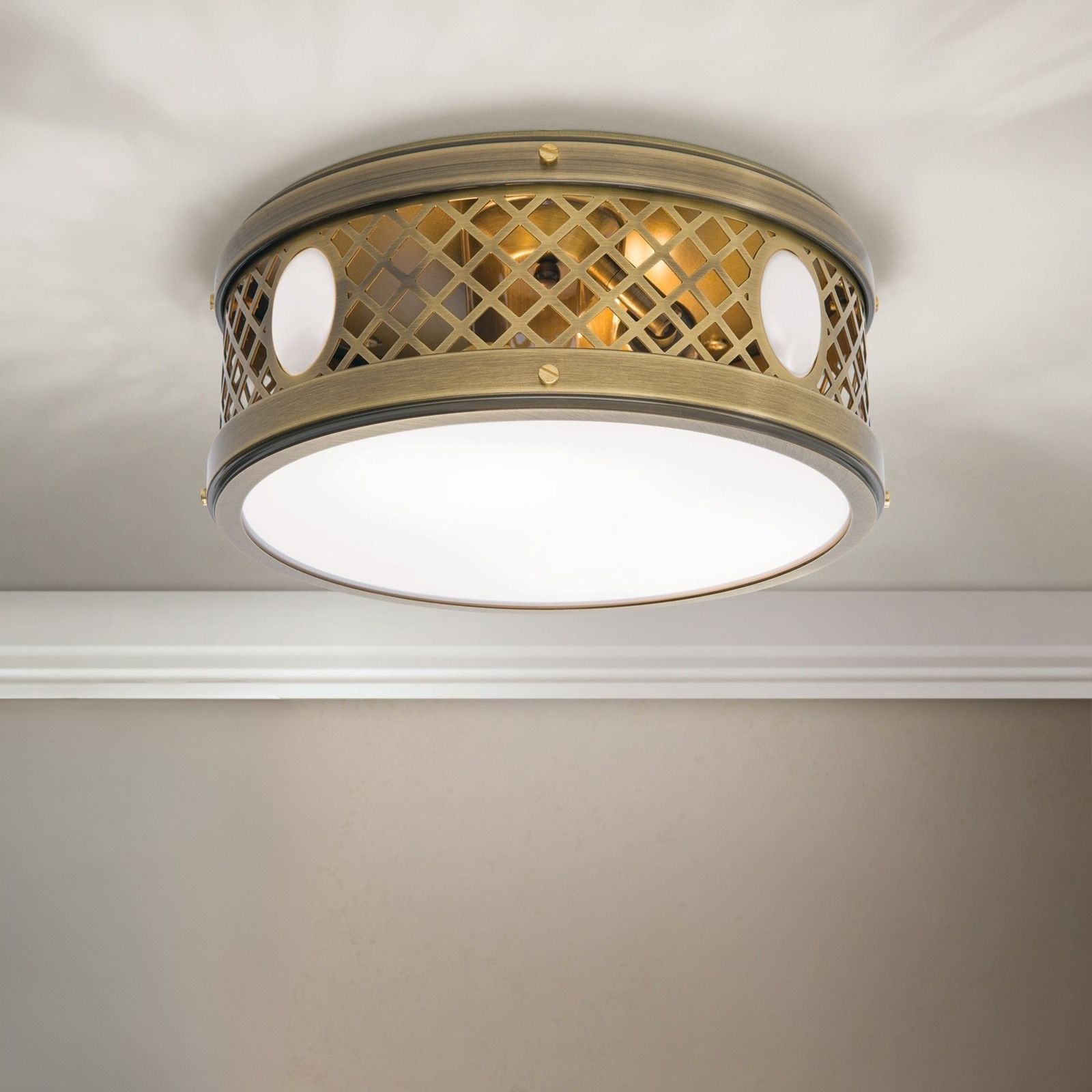 ALT WIEN Flush Ceiling Light, Antique Brass finish, 25cm