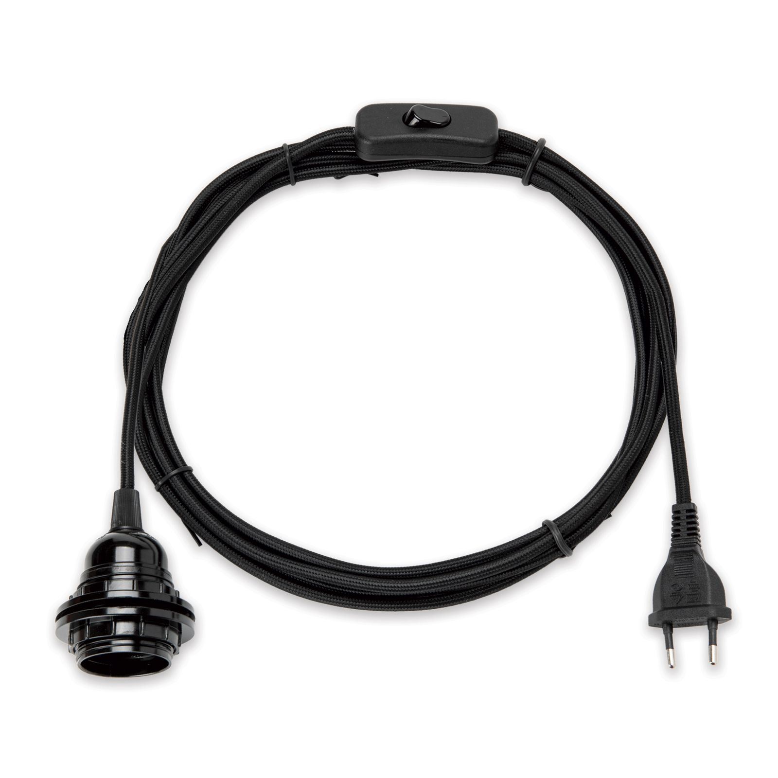 Propojovací kabel E27, vypínač, 4 m, černý