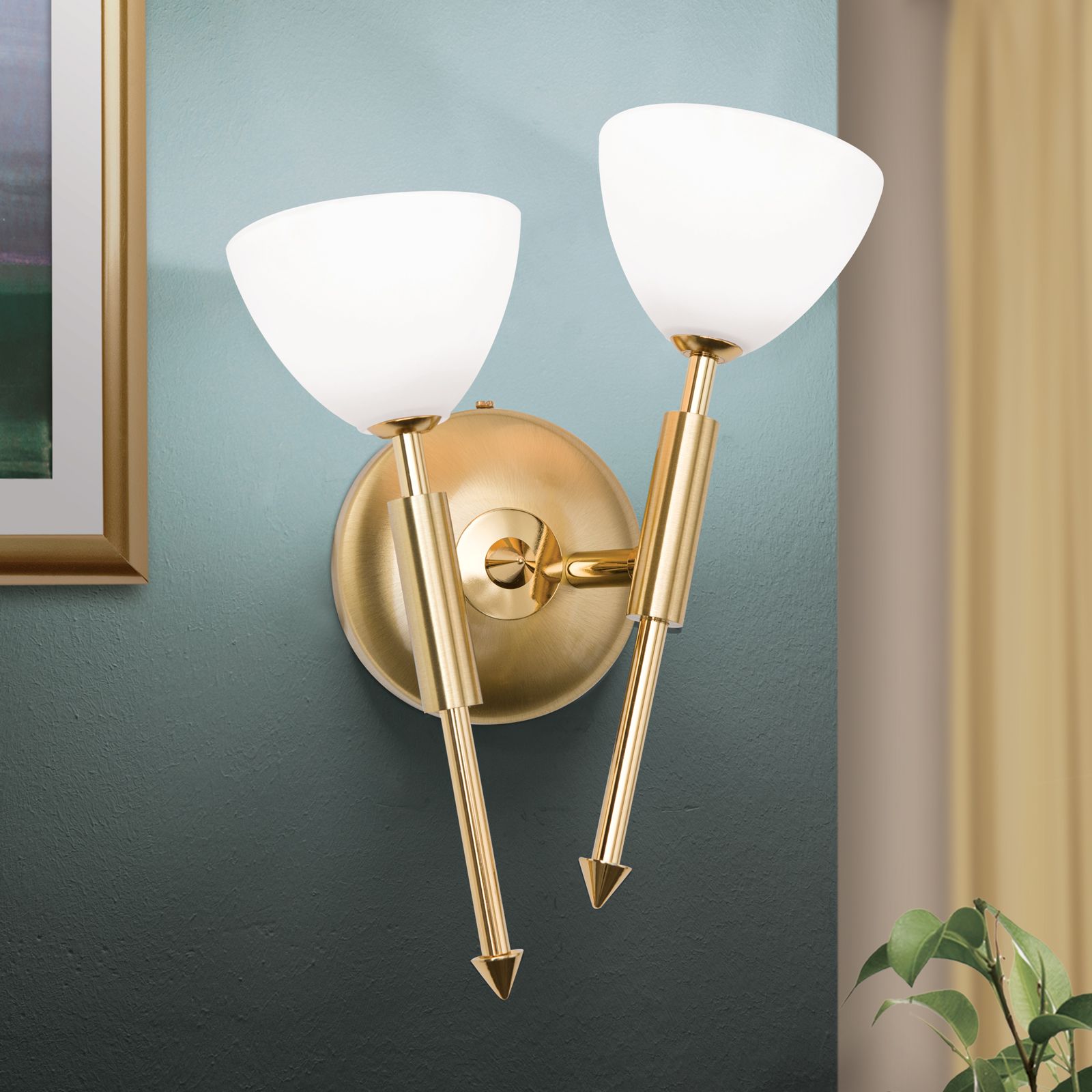 Wandleuchte OPALDESIGN, 2-flammig, Gold-matt, links