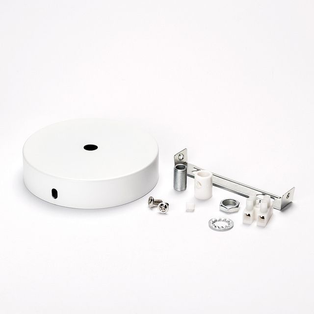 Rosette with clamp nipple, Ø 100 mm, white