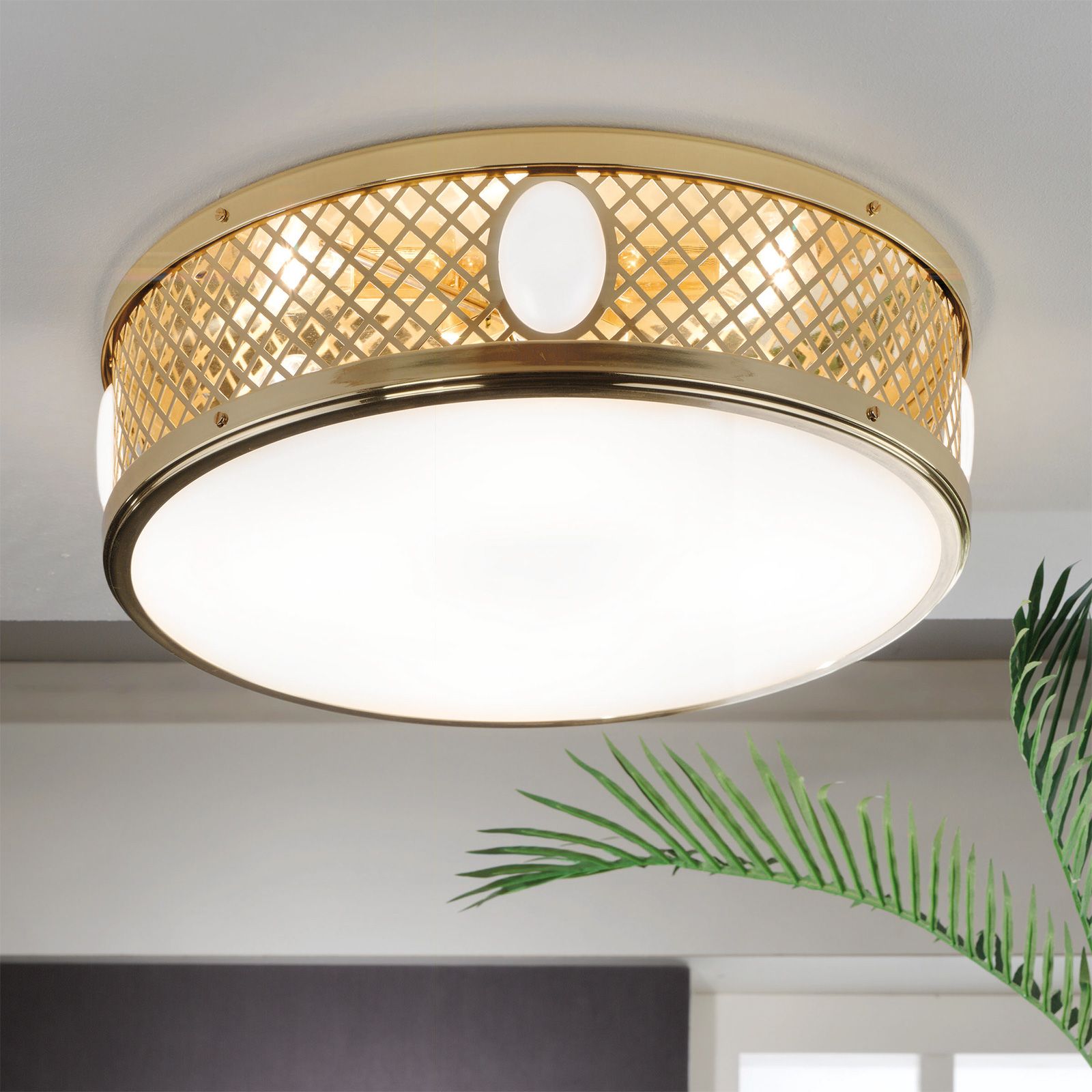 Runde Deckenleuchte ALT WIEN, Messing glänzend, 53cm