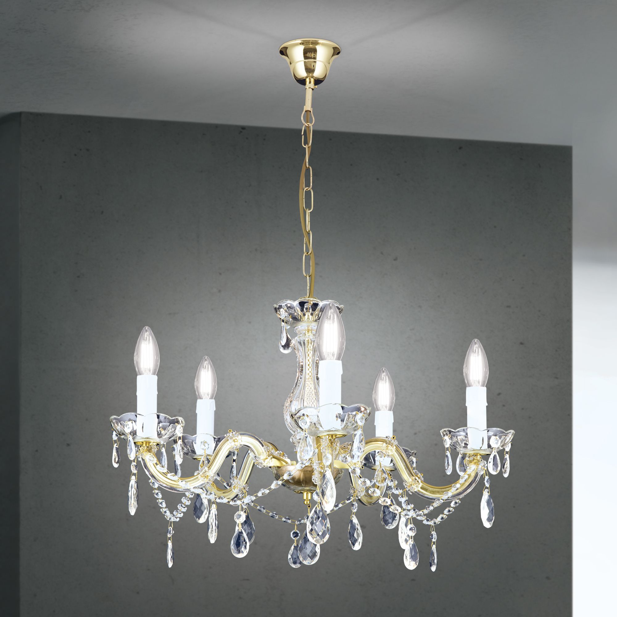 Luster MARIE CLAIRE, 5-flammig, gold