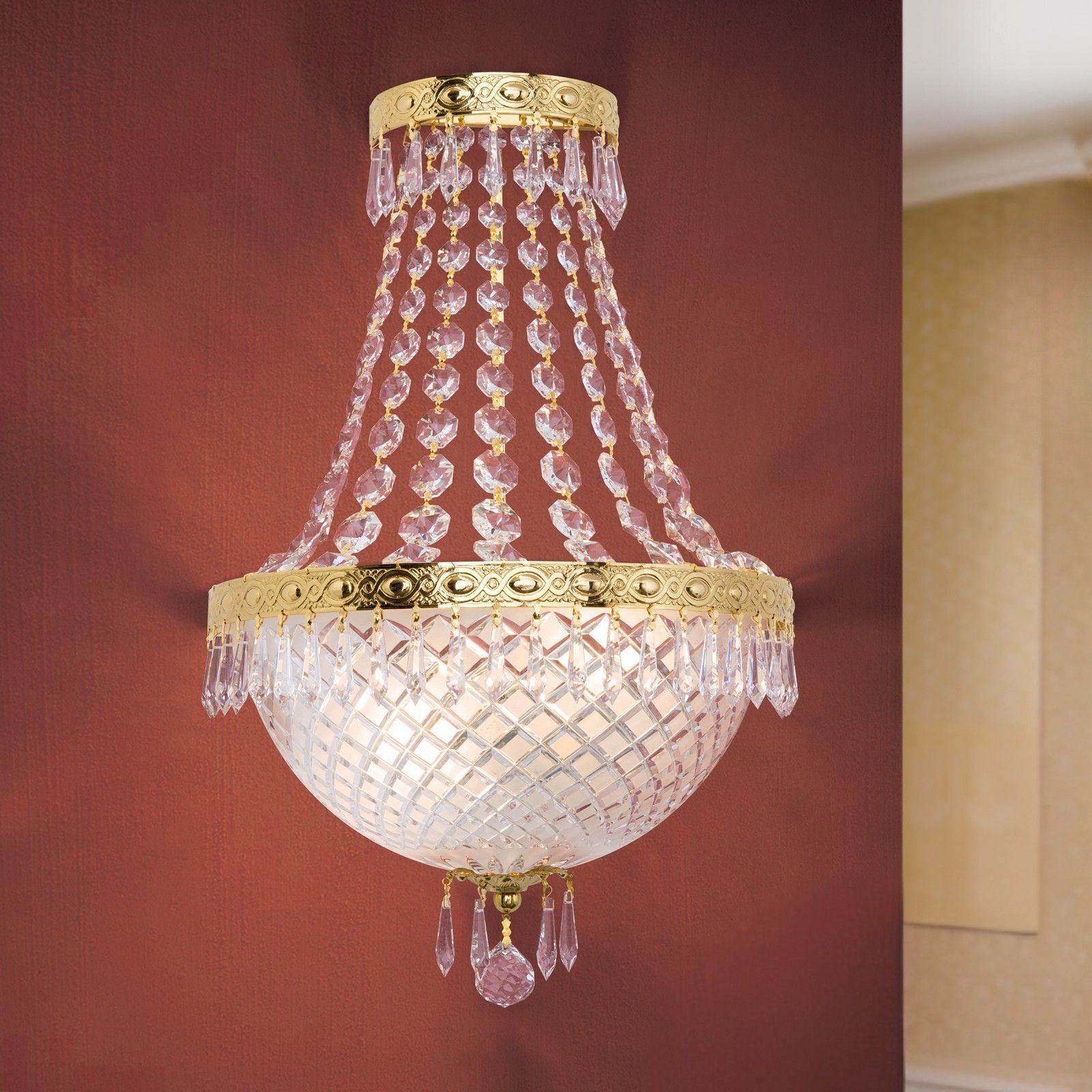 Nástěnné svítidlo EMPIRE CRYSTAL, 2 světla, zlatá barva