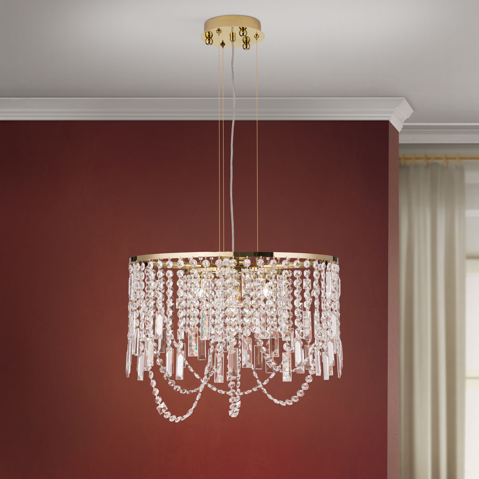 Hängeleuchte KRISTALLDESIGN, 7-flammig, gold