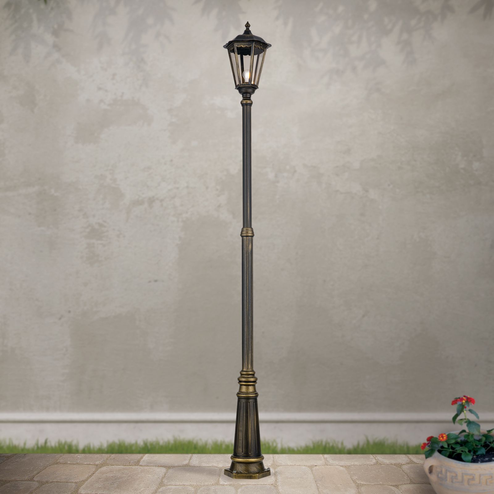 Außenleuchte PUCHBERG, Schwarz-Gold, H249cm