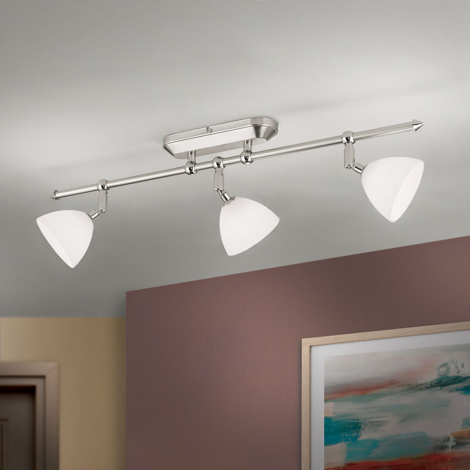 Strahler OPALDESIGN, 3-flammig, Satin, mit Opalgläsern