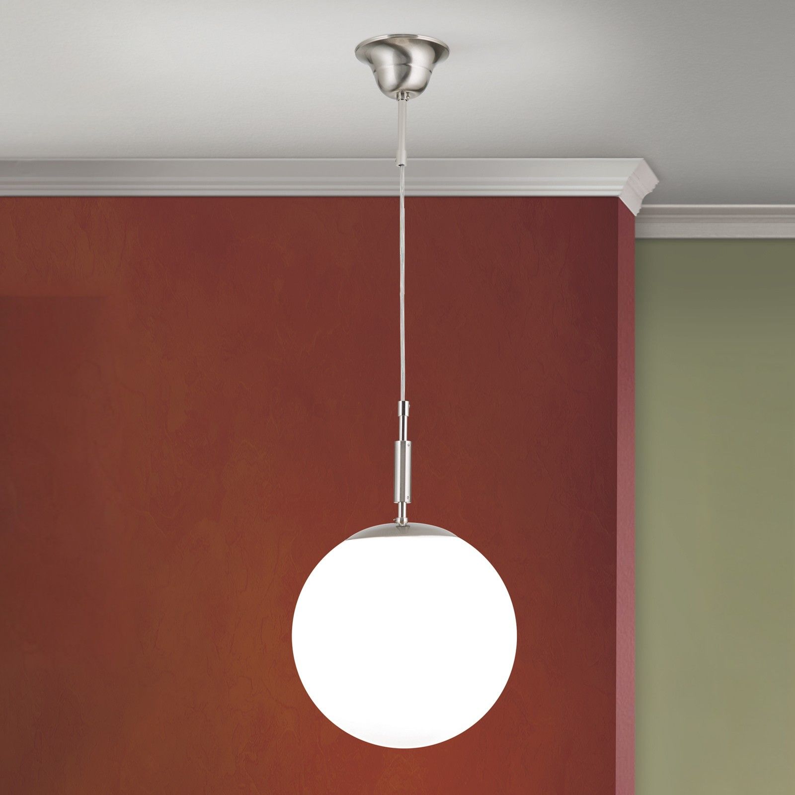 ARTDESIGN Pendant with Glass Bowl, satin chrome finish