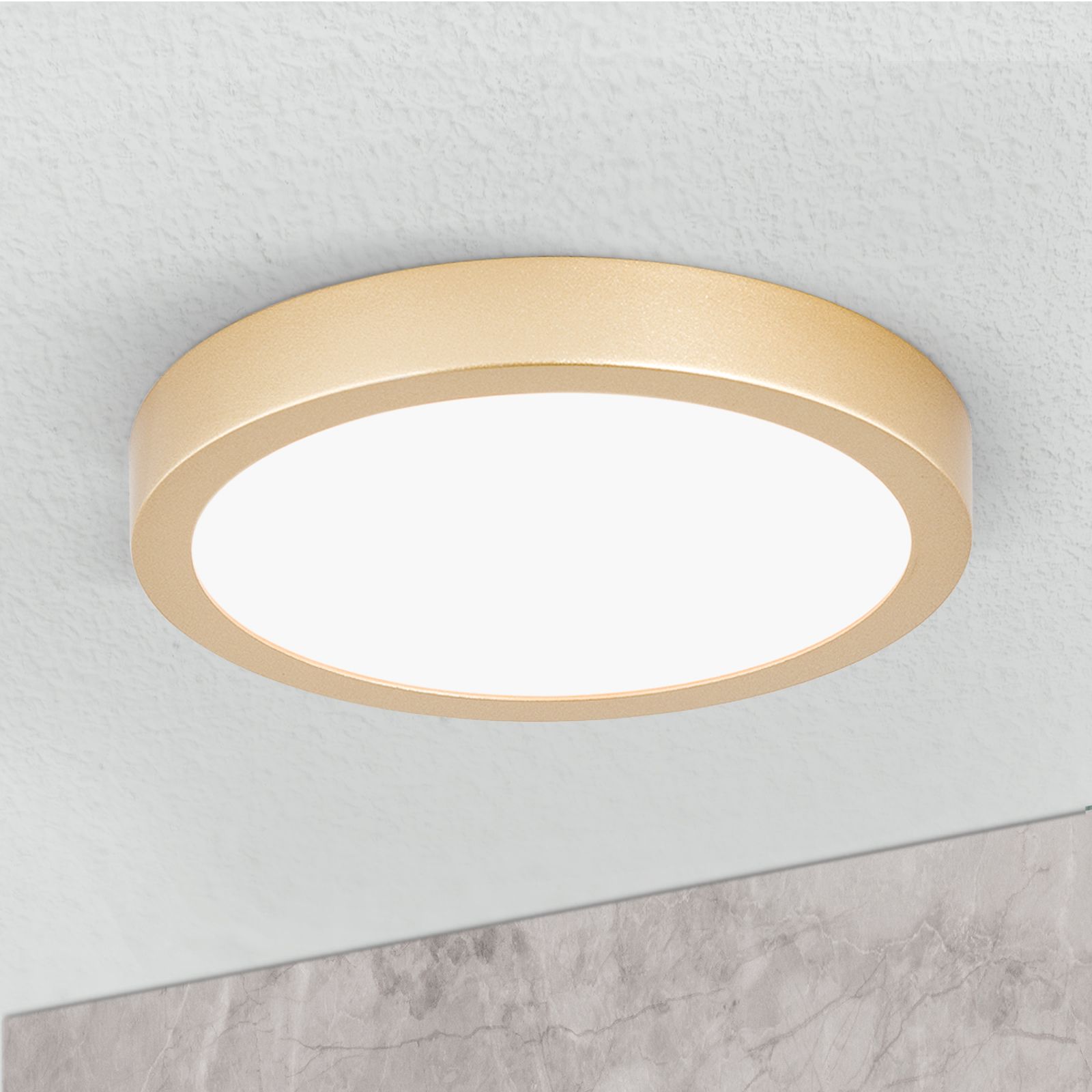 LED Deckenleuchte LERO, rund, Gold-matt, 18cm