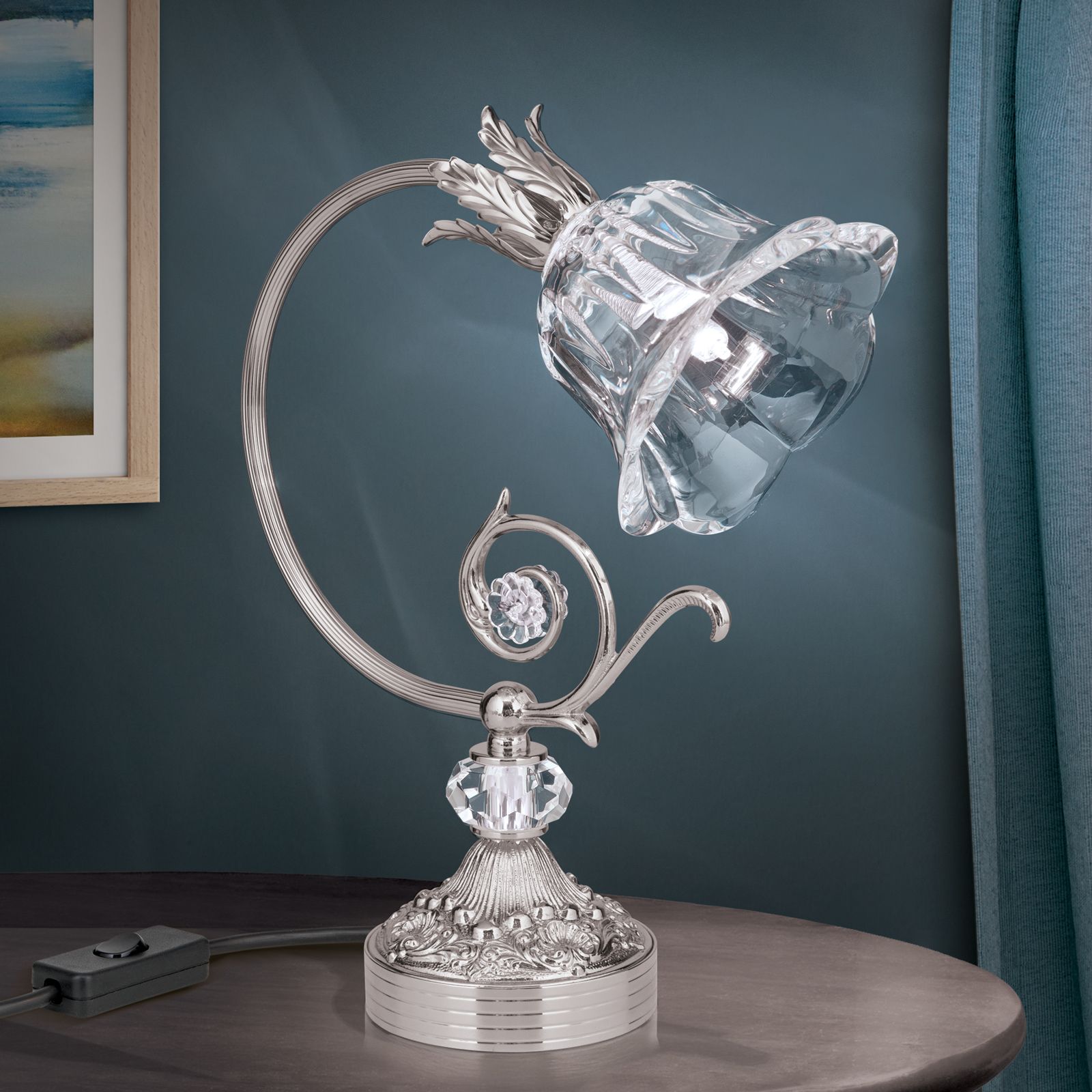 Table lamp LA BOHEME, antique silver