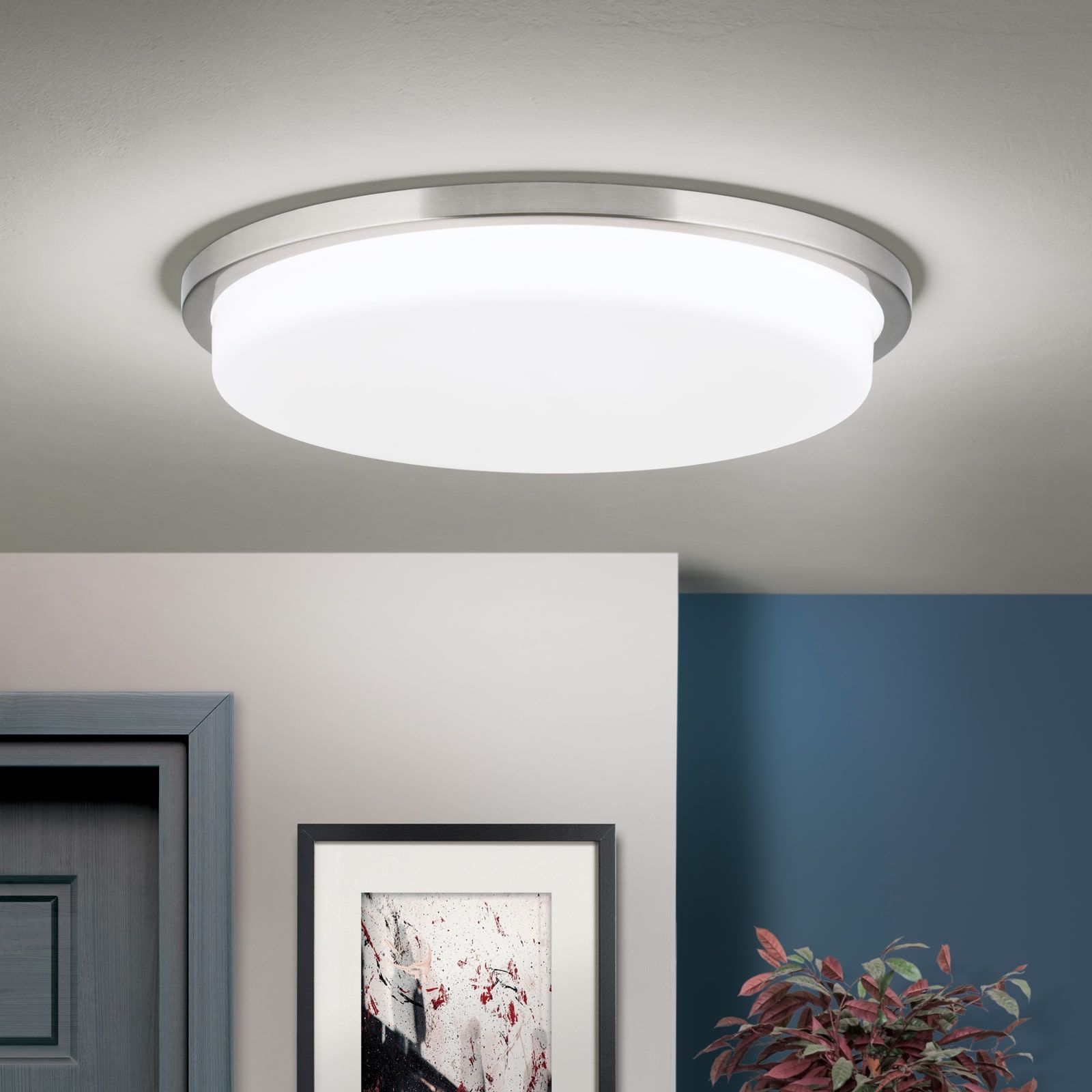 LEROX LED Ceiling Light, satin chrome finish, Ø 40cm
