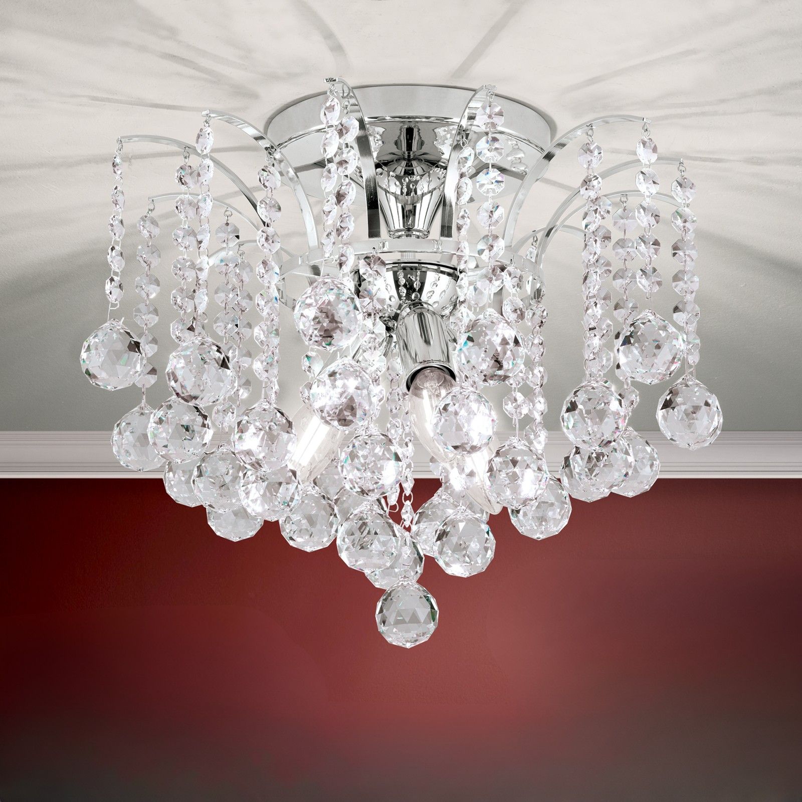 Ceiling chandelier KRISTALL KLASSISCH, 3-flames, chrome
