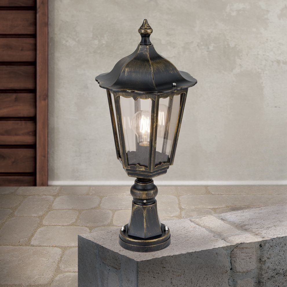 Außenleuchte PUCHBERG, Schwarz-Gold, H53cm