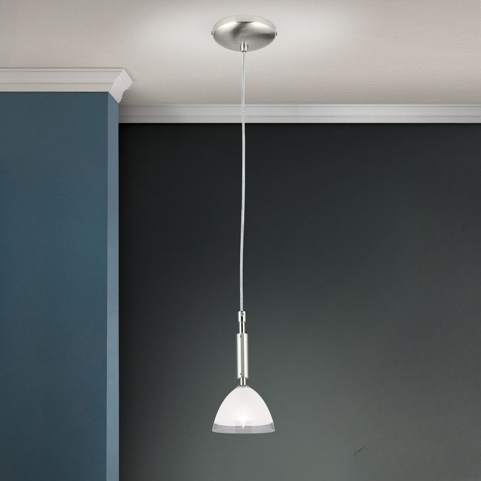 OPALDESIGN single pendant, 10cm, satin chrome finish