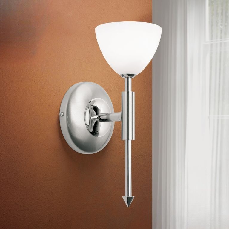 Wandleuchte OPALDESIGN, 1-flammig, Satin, mit opalem Glas