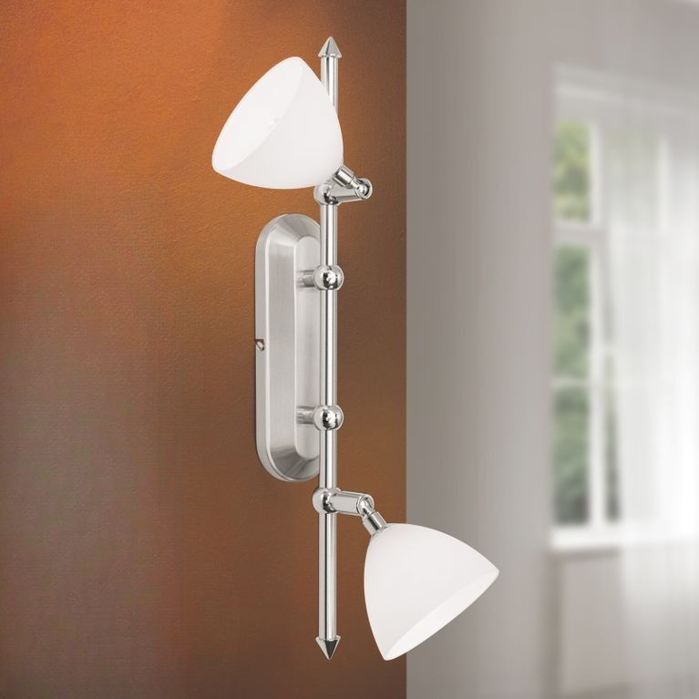 Strahler OPALDESIGN, 2-flammig, Satin, mit Opalgläsern