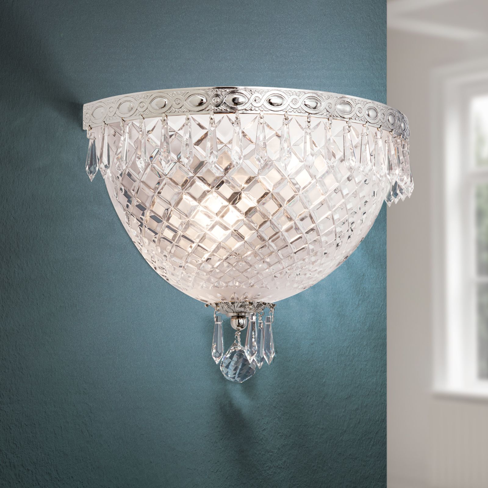 Wall light EMPIRE CRYSTAL, 2-lamps, antique silver