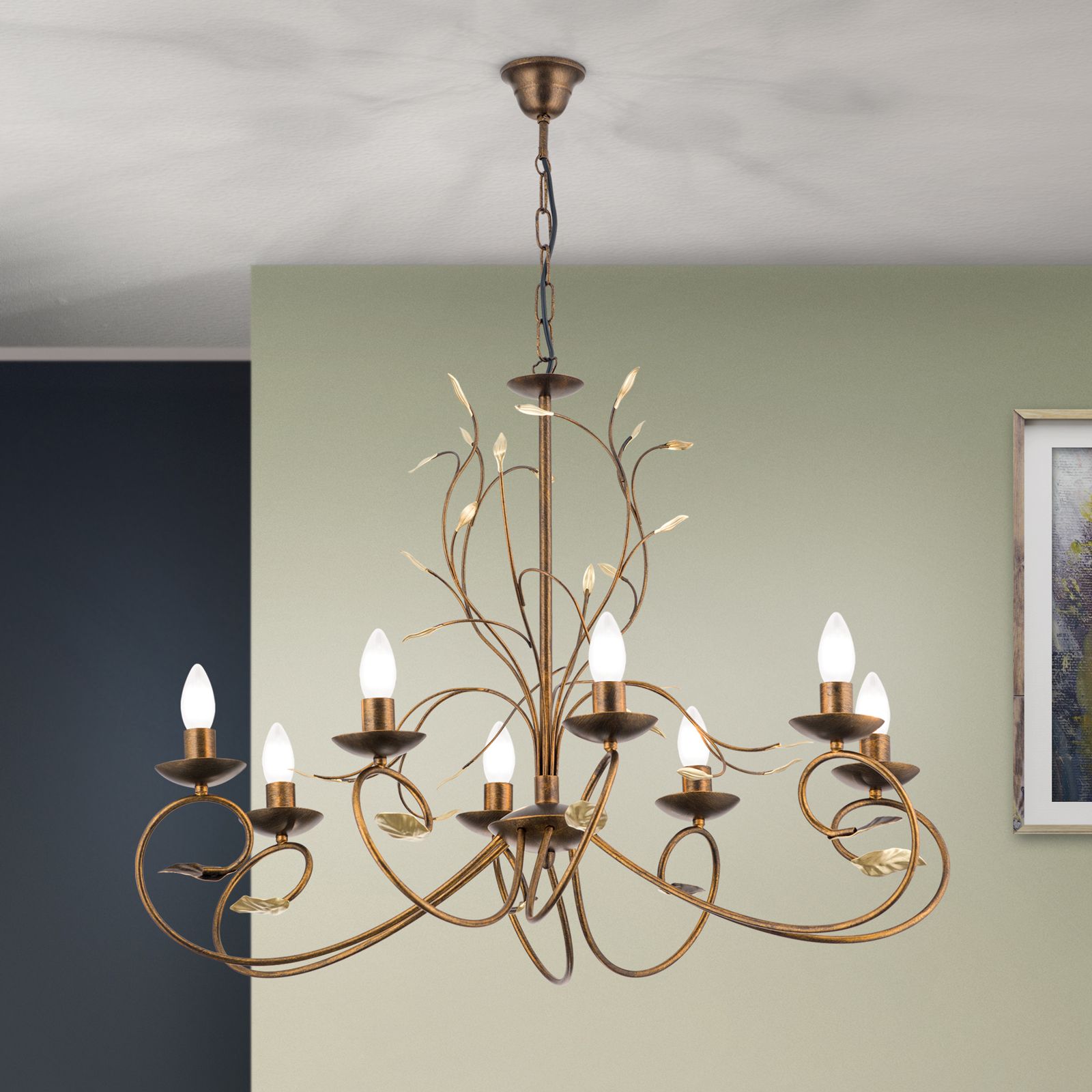 Chandelier LUCA, 8-flames, Antique