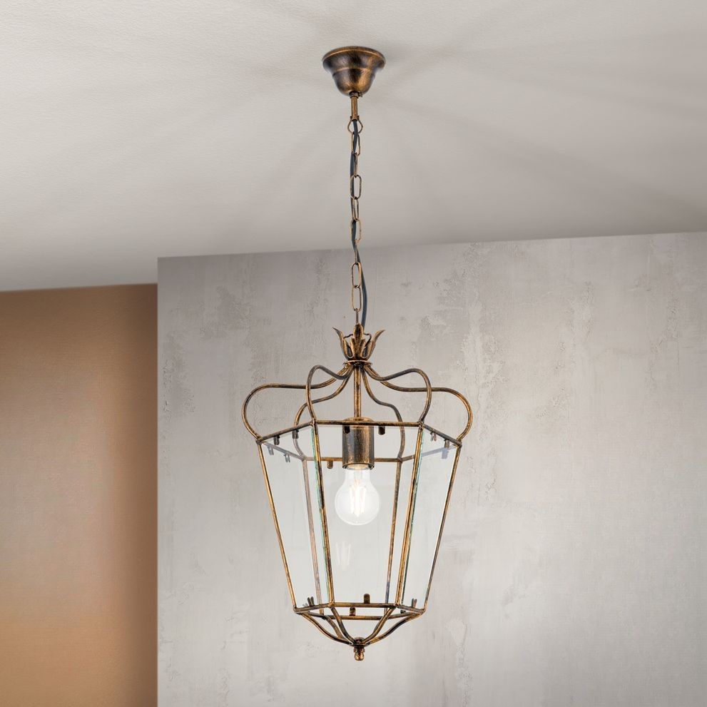 Pendant lamp MANTO, 1-flame, antique-gold