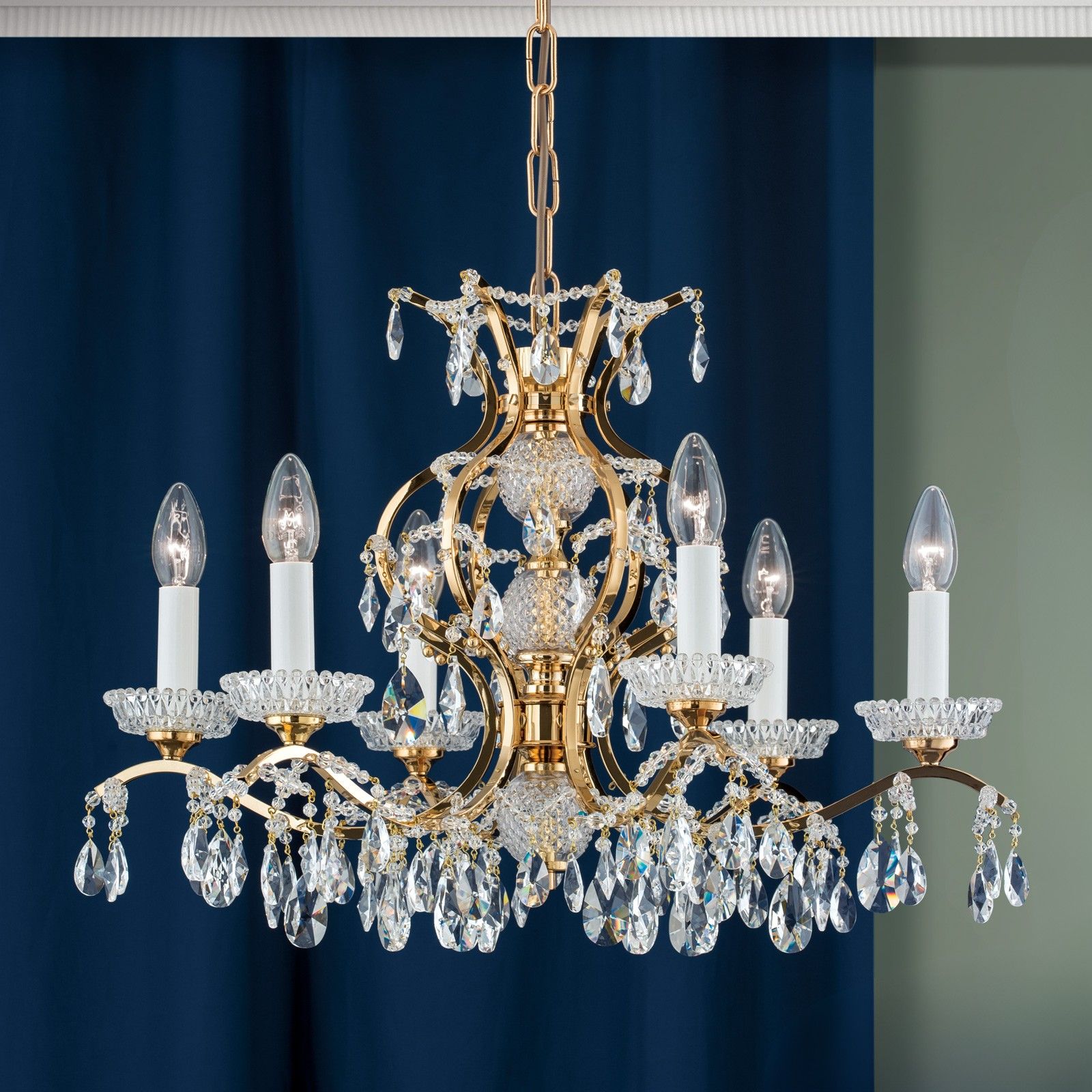Chandelier HIROHITO, 6-flames, gold