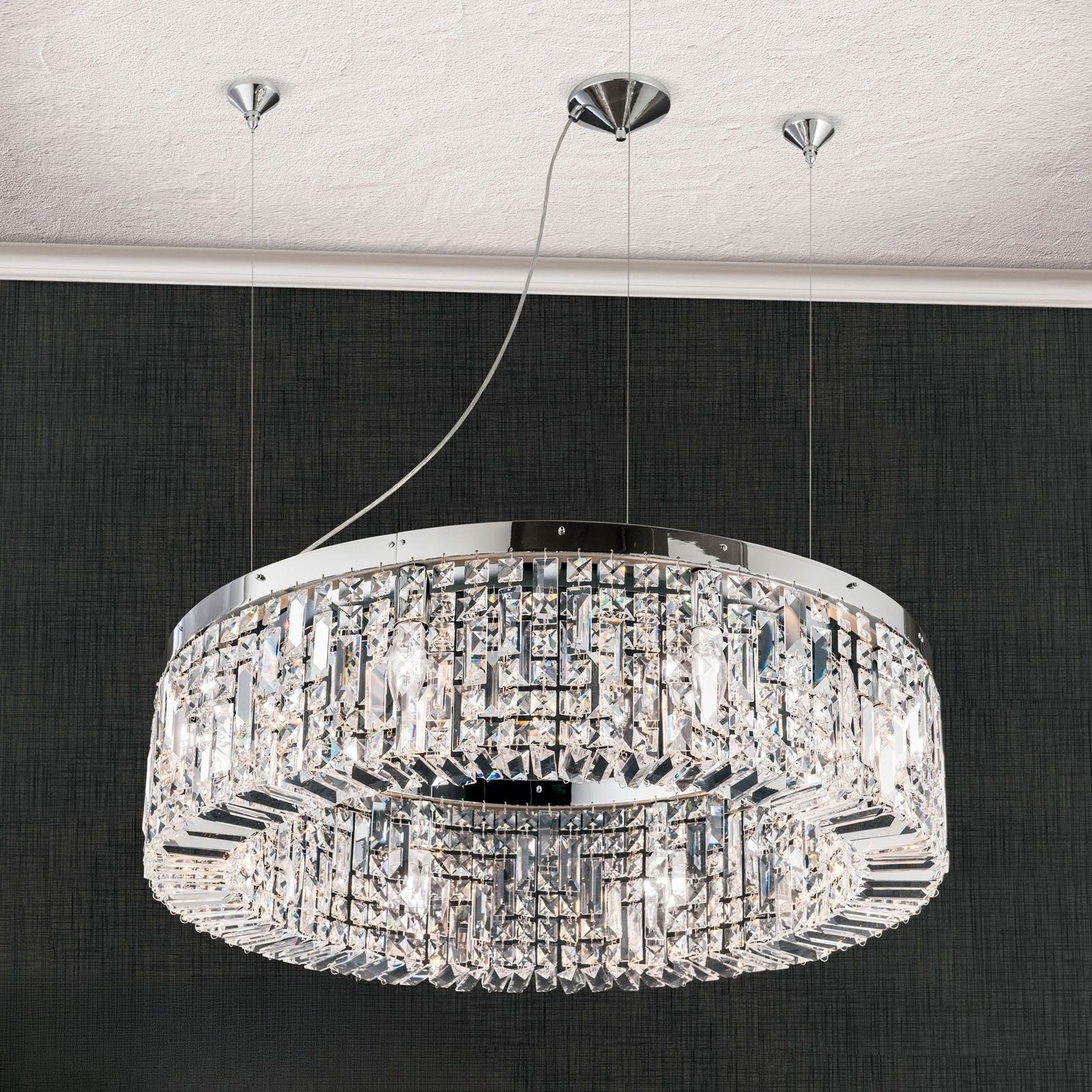 RING chandelier, 80cm, chrome plated