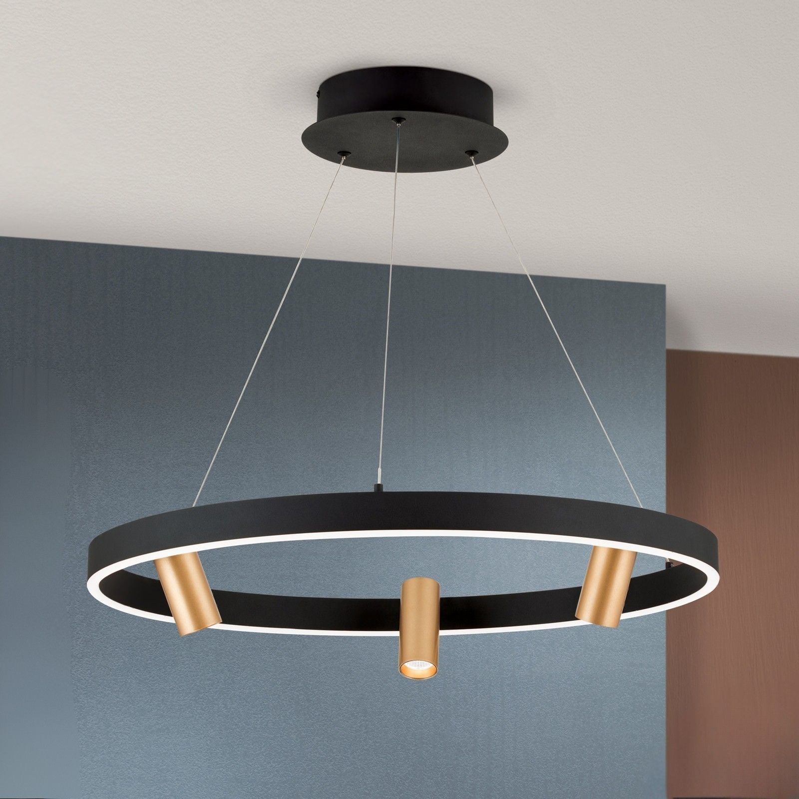 LED-Hängeleuchte BERLIN, 3-flammig, schwarz-gold