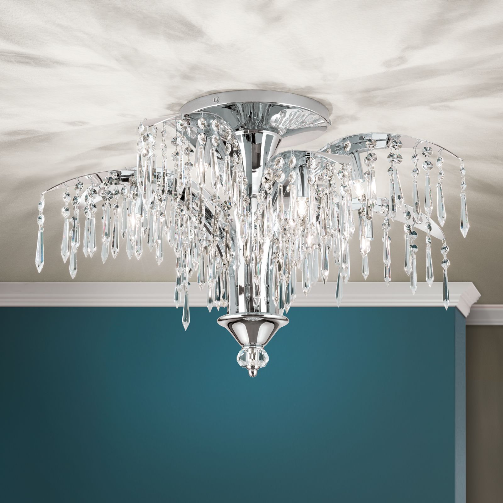 Deckenluster PALME, 8-flammig, Chrom, Ø 65cm