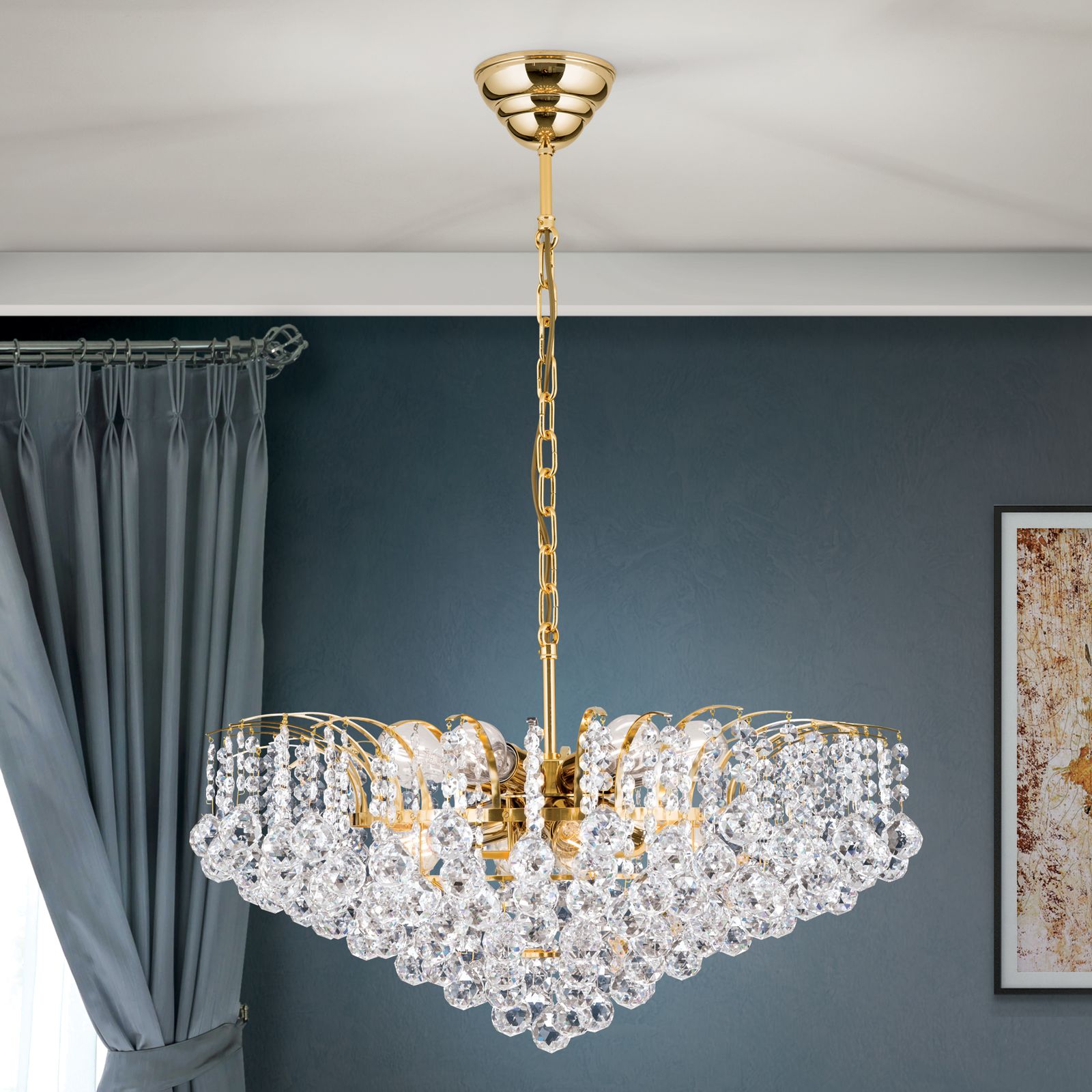 Kronleuchter KRISTALL KLASSISCH, 10-flammig, Chrom