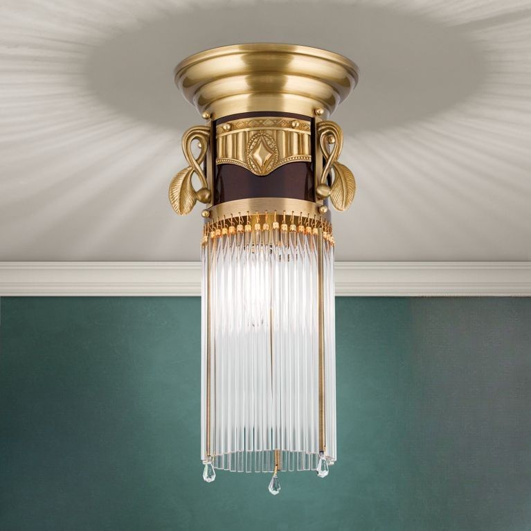 Ceiling light ADELE, antique brass, with glass rods, 18cm