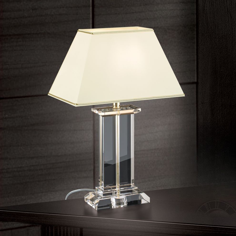 Tischleuchte VERONIQUE, rechteckig, creme/gold
