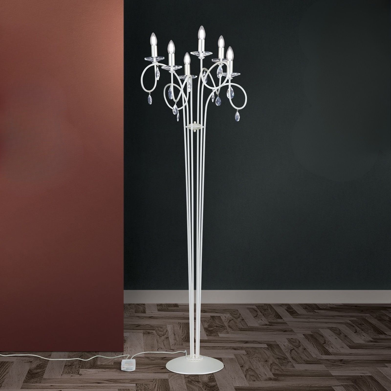 Floor lamp GIADA, 6 lamps, silver matt finish
