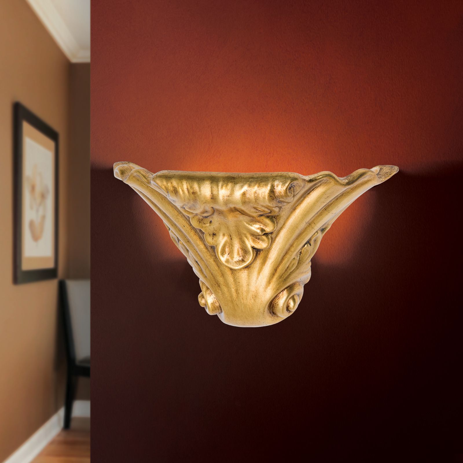 Wandleuchte BEATO, 1-flammig, Altgold