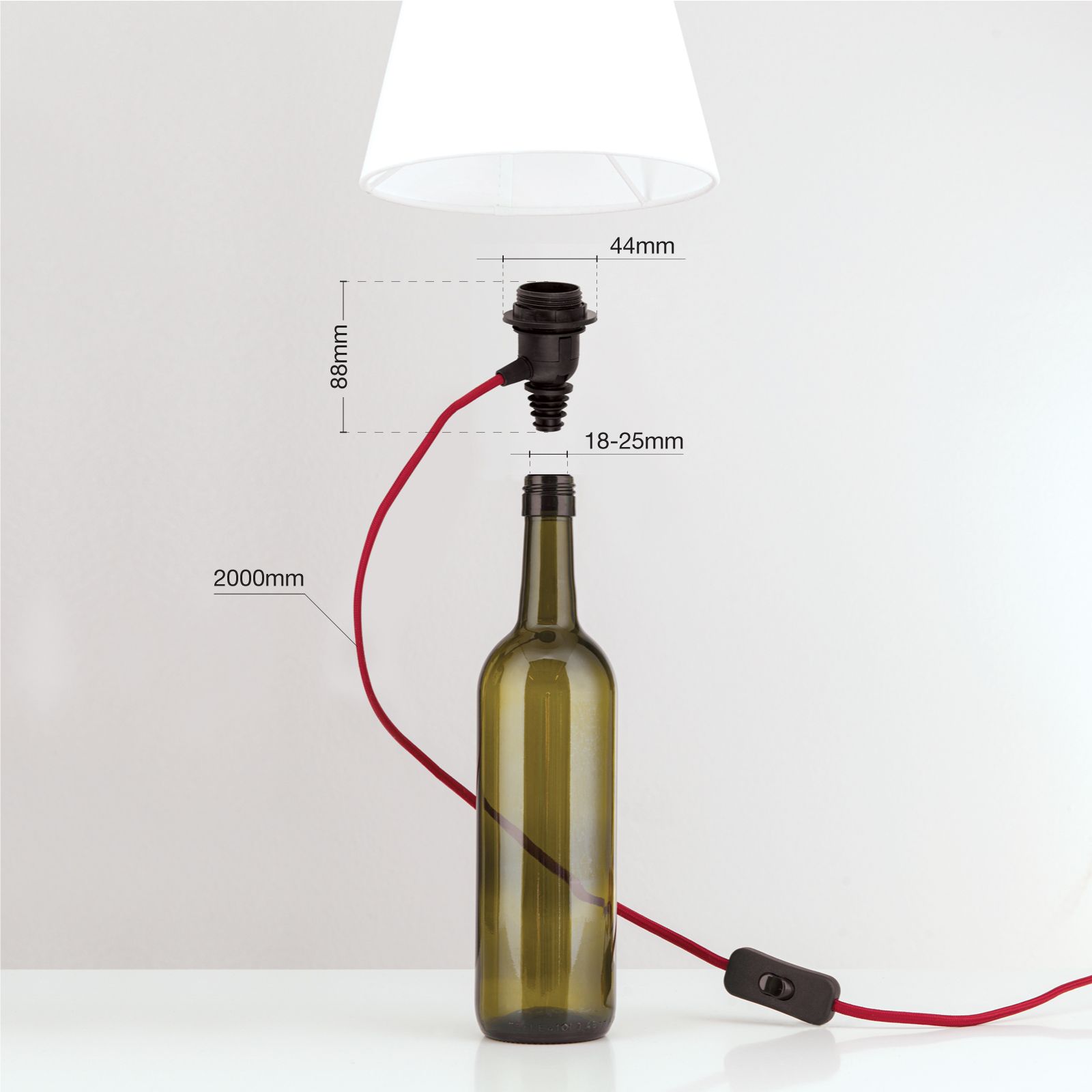 Lamp holder BOTTLE for DIY light, bordeaux | Bordeaux | 040.1219-03