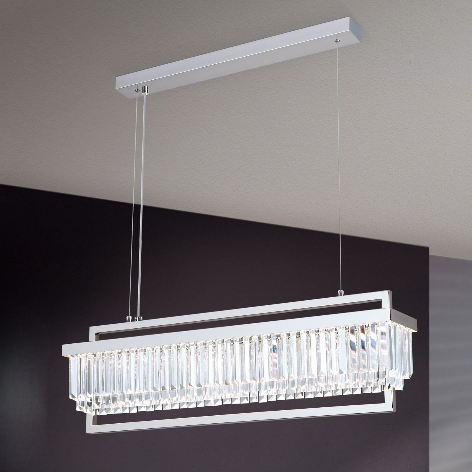 LED závěsné svítidlo PRISM, podlouhlé, chrom