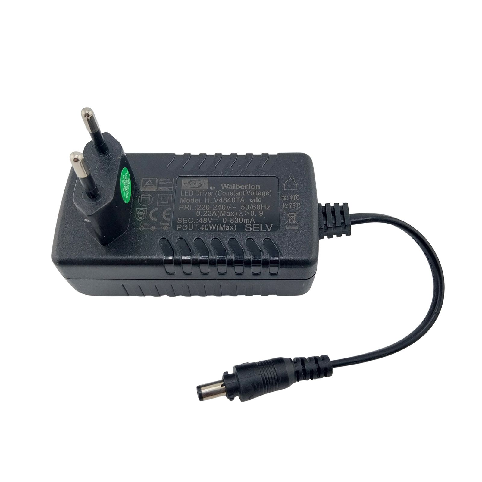 LED Driver 40s Stecker Waiberlon Model:HLV4840TA, 40W, 830mA, 48V, nicht dimmbar