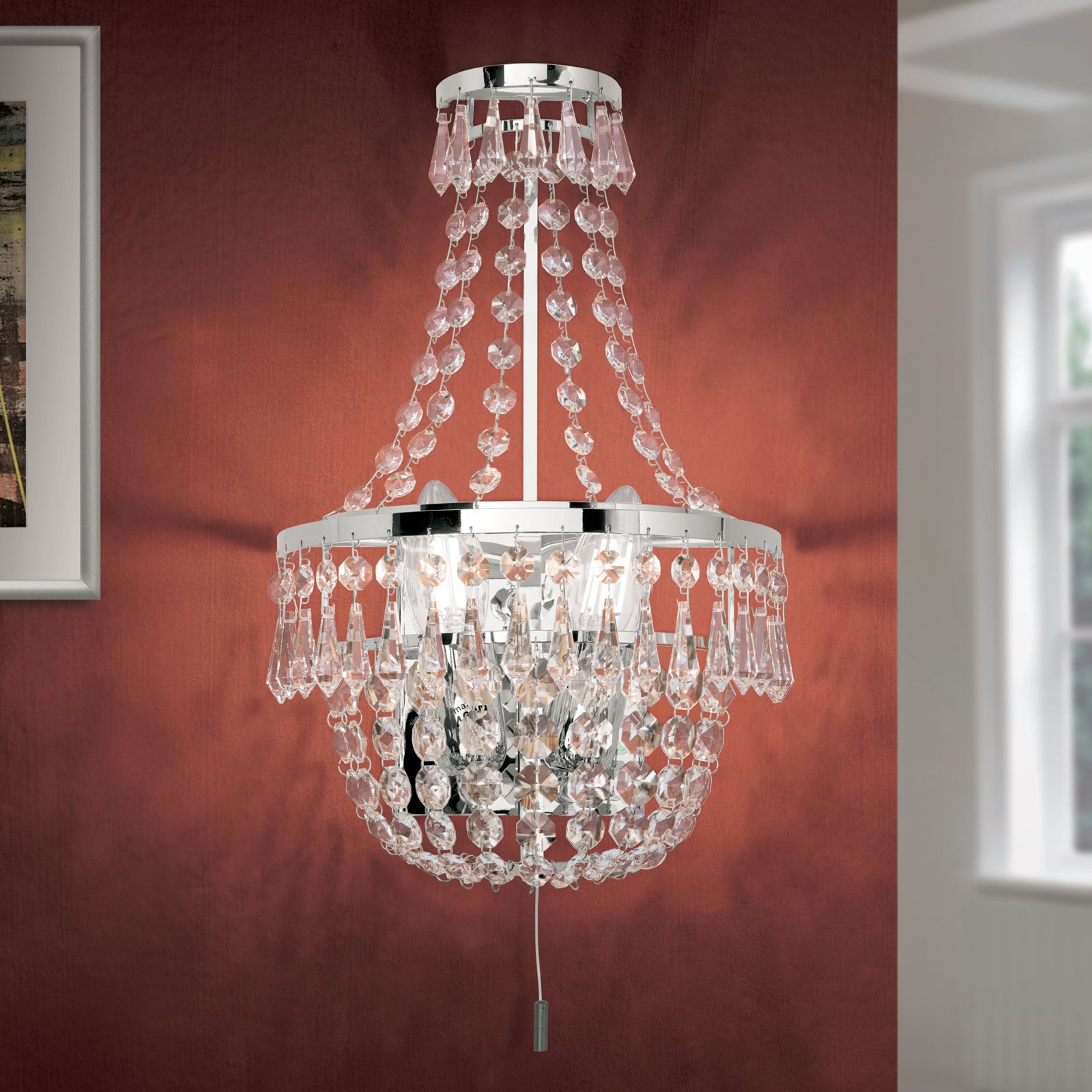 Sheraton wall light, 2 lamps, chrome finish