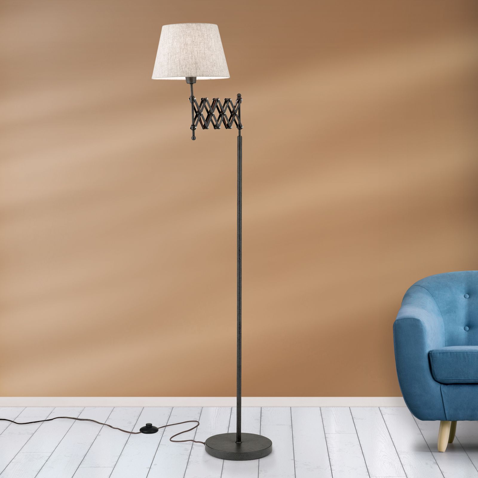 Floor lamp FACTORY with textile shade