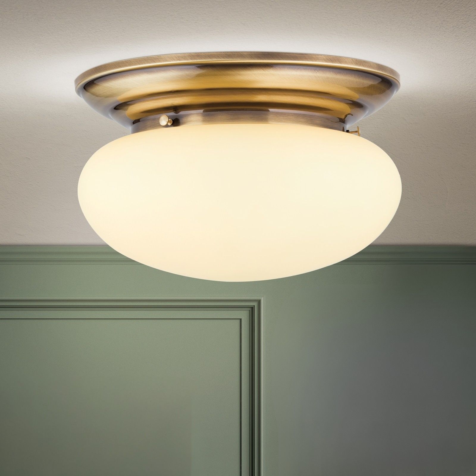 Ceiling light WIENER NOSTALGIE, 40cm, antique brass finish, champagne coloured glass