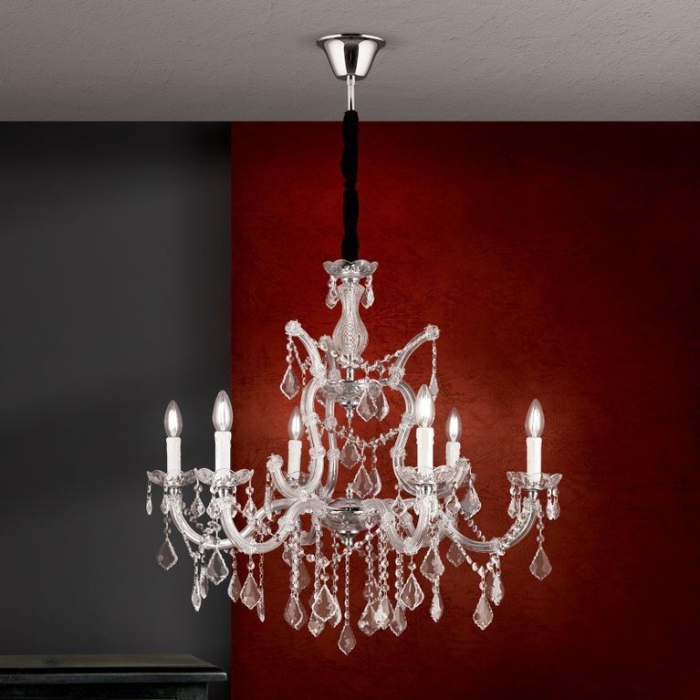 Chandelier THERESA, 6-flames, silver