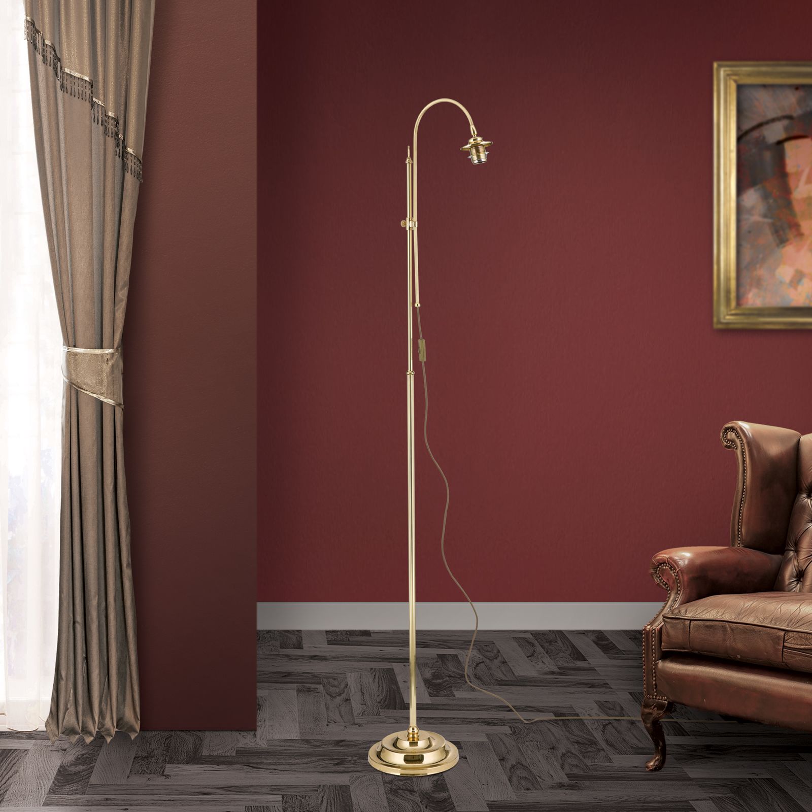 Floor lamp, brass, without shade, 168,5 cm