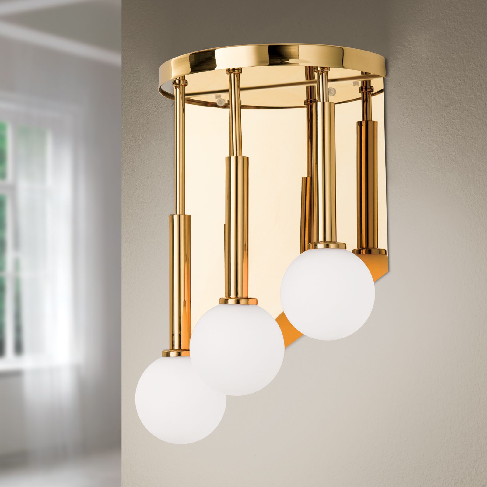 Wandleuchte SPIRALLUSTER, Gold, links, mit Opalkugeln